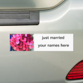 rozenbouquet is net getrouwd met bumper sticker (Op auto)
