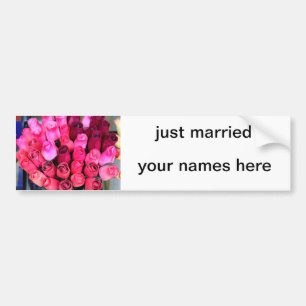 rozenbouquet is net getrouwd met bumper sticker