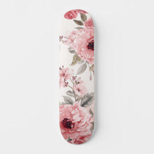 Rozenhof Roze Waterverf Bloemige Blush Botanisch Skateboard