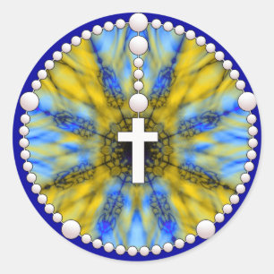 Rozenkrans Dream Catcher Geel & Blauw Ronde Sticker