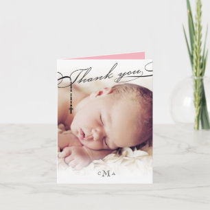 Rozenkruis Monogram Scripted Foto Religieus Bedankkaart