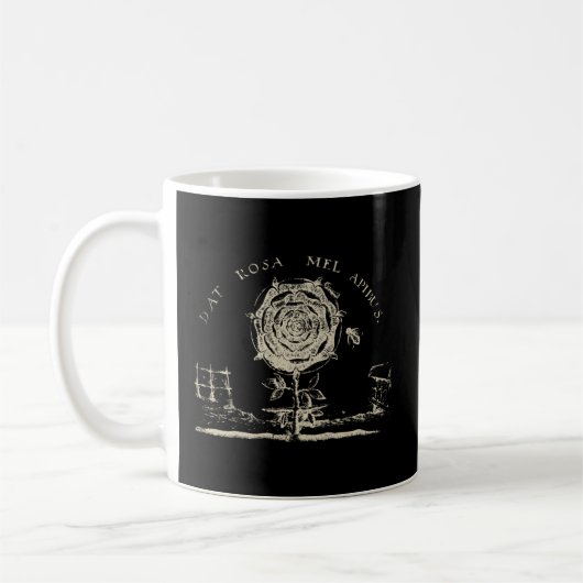 Rozenkruisers embleem dat Rosa Mel Apibus hermetis Koffiemok (Links)