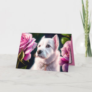 Rozens En Cute Hond Collectie Kaart