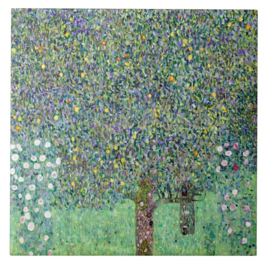 Rozenstruiken onder de bomen, Gustav Klimt Tegeltje (Voorkant)