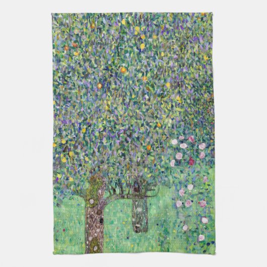 Rozenstruiken onder de bomen, Gustav Klimt Theedoek (Verticaal)