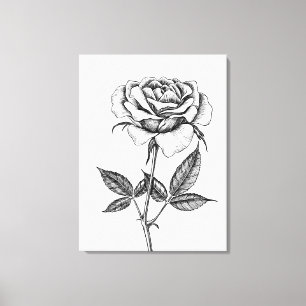 Rozentekening Canvas Afdruk