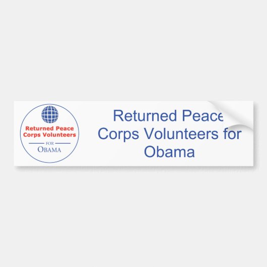 RPCVS voor Obama-Bumpersticker Bumpersticker (Voorkant)