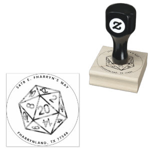 RPG 20-zijdig Dice   Classic Tabletop Gamer-adres Rubberstempel