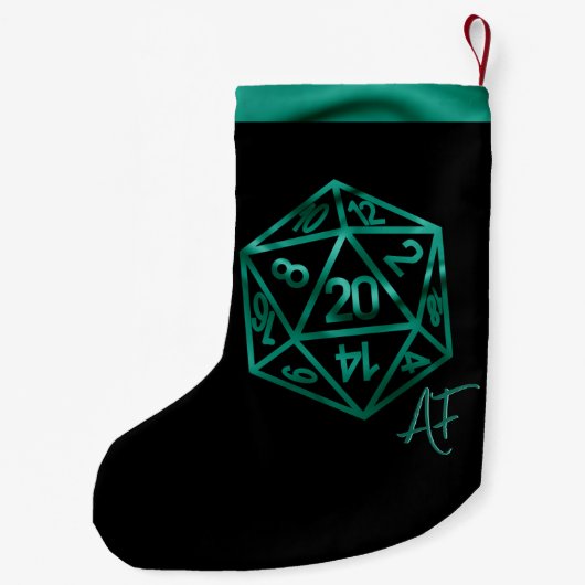 RPG Crit AF | Emerald Fantasy Tafelblad Gamer Dice Kleine Kerstsok (Achterkant)