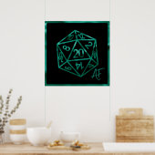 RPG Crit AF | Emerald Fantasy Tafelblad Gamer Dice Poster (Keuken)