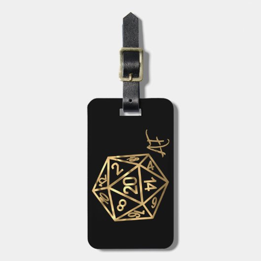 RPG Crit AF | Gold Fantasy tafelblad PnP Gamer Dic Bagagelabel (Voorkant verticaal)