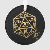 RPG Crit AF | Gold Retro Tafelblad Roleplayer Dice Ornament (achterkant)