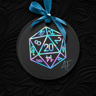 RPG Crit AF   Holo Retro Tafelblad Roleplayer Dice Ornament