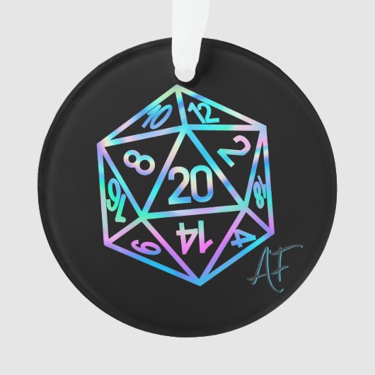 RPG Crit AF | Holo Retro Tafelblad Roleplayer Dice Ornament (voorkant)