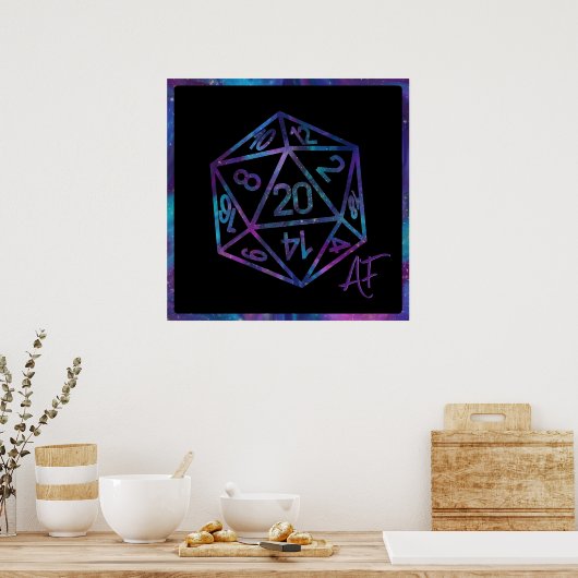 RPG Crit AF | Nebula Fantasy Tafelblad Gamer Dice Poster (Keuken)