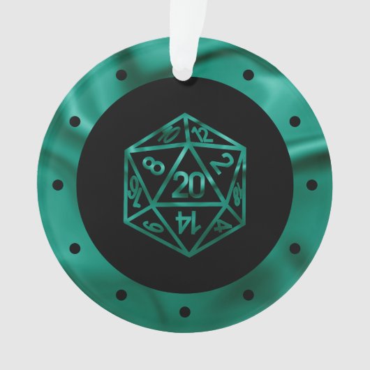 RPG Critmas | Blauwgroen groene tafelblad rollensp Ornament (voorkant)