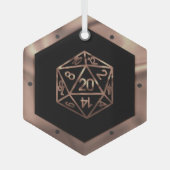 RPG Critmas | Copper Fantasy Tafelblad Gamer Dice Glas Ornament (Voorkant)