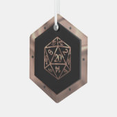 RPG Critmas | Copper Fantasy Tafelblad Gamer Dice Glas Ornament (Voorkant links)