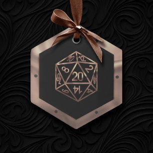 RPG Critmas   Copper Fantasy Tafelblad Gamer Dice Glas Ornament
