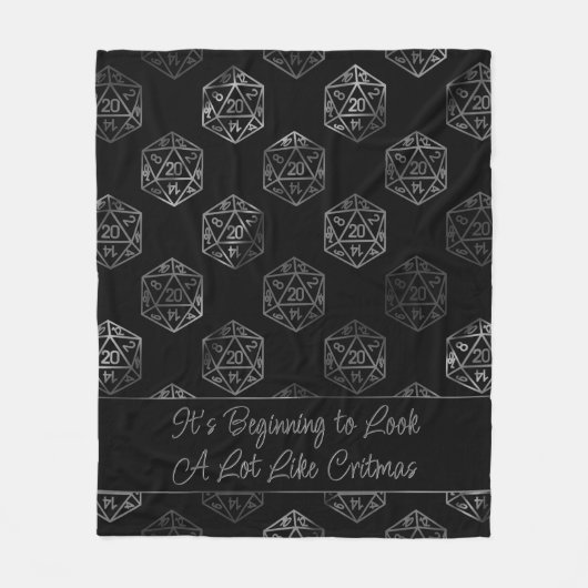 RPG Critmas | Fantasy tafelblad Retro Gamer Dice Fleece Deken (Voorkant)