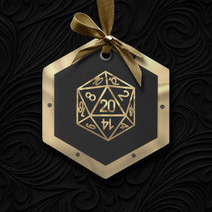 RPG Critmas   Gold Fantasy tafelblad gamer dobbels Glas Ornament