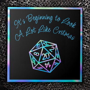 RPG Critmas   Holo Fantasy Tafelblad Gamer Dice Tegeltje