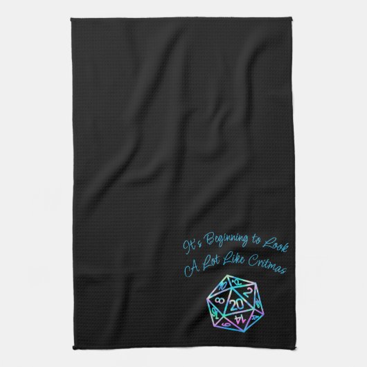 RPG Critmas | Holo Fantasy Tafelblad Gamer Dice Theedoek (Verticaal)