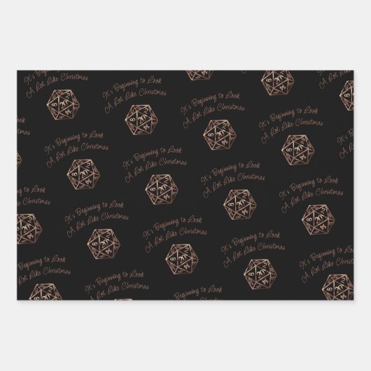 RPG Critmas | Koperen tafelblad PnP rollenspeler d Inpakpapier Vel (Voorkant)