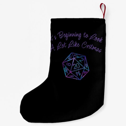 RPG Critmas | Nebula Tabletop PnP Roleplayer Dice Kleine Kerstsok (Achterkant)