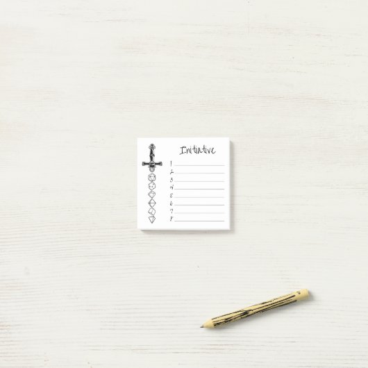 RPG Dice | Classic Tabletop DM Initiative Tracker Post-it® Notes (Op bureau)