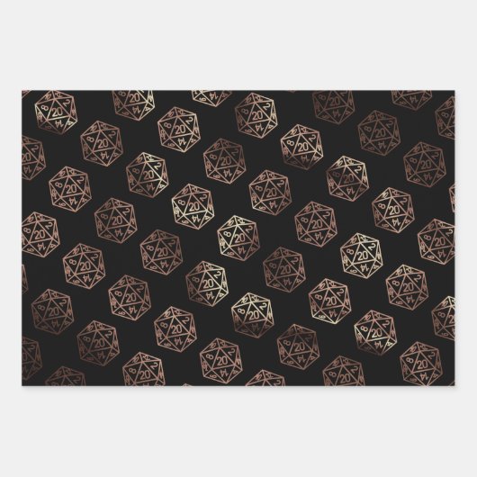 RPG Dice | Copper Fantasy Retro Tabletop PnP Gamer Inpakpapier Vel (Voorkant)