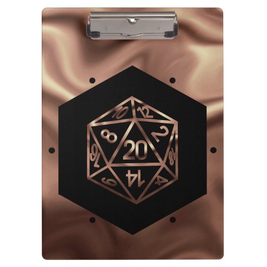 RPG Dice | Copper Fantasy Retro Tabletop PnP Gamer Klembord (Voorkant)