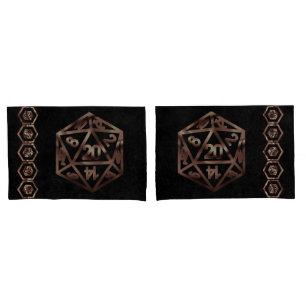RPG Dice Copper Fantasy Retro Tabletop PnP Gamer Kussensloop