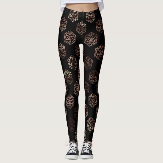 RPG Dice | Copper Fantasy Retro Tabletop PnP Gamer Leggings (Voorkant)