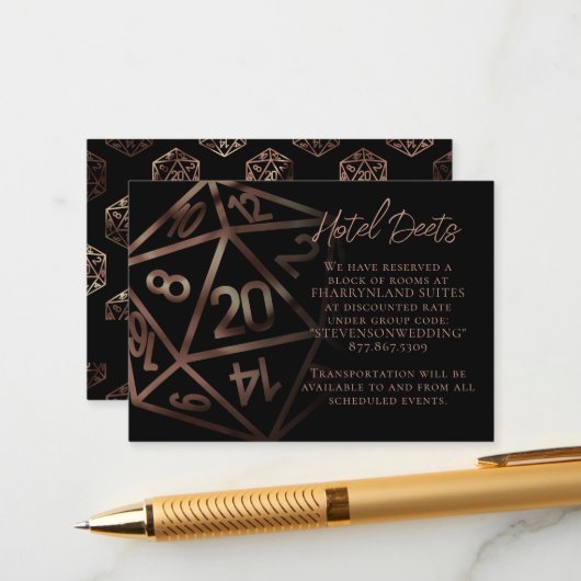 RPG Dice | Copper Fantasy Tabletop Gamer - Gegeven Informatiekaartje (Voorkant / Achterkant in situ)