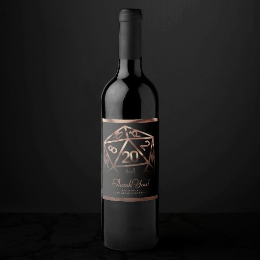 RPG Dice | Copper Fantasy Tafelblad Gamer Bedankt Wijn Etiket