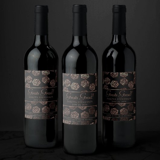 RPG Dice | Copper Fantasy Tafelblad Gamer Custom Wijn Etiket