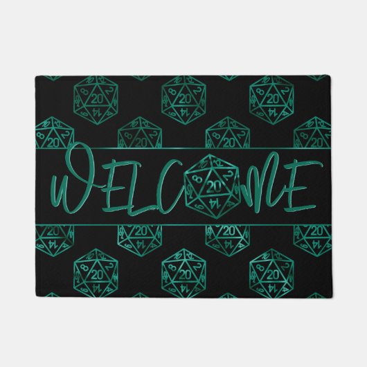 RPG Dice | Emerald Fantasy Tafelblad Gamer Welkom Deurmat (Voorkant)