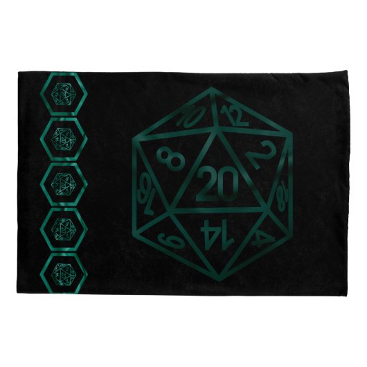 RPG Dice | Emerald Fantasy tafelblad Retro Gamer Kussensloop (Achterkant-Links)