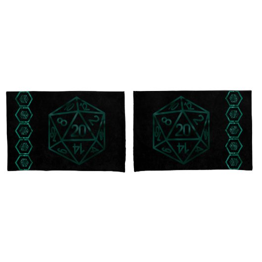 RPG Dice | Emerald Fantasy tafelblad Retro Gamer Kussensloop (Voorkant-Set)