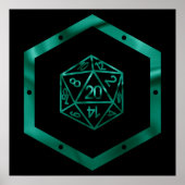 RPG Dice | Emerald Fantasy tafelblad Retro Gamer Poster (Voorkant)