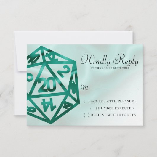 RPG Dice | Emerald Fantasy tafelblad Retro Gamer RSVP Kaartje (Voorkant)