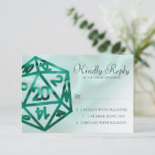 RPG Dice | Emerald Fantasy tafelblad Retro Gamer RSVP Kaartje (Staand voorkant)