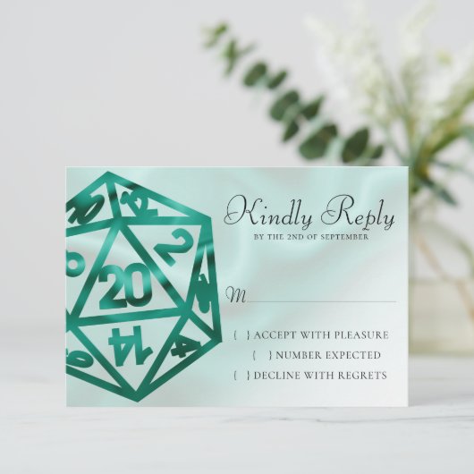 RPG Dice | Emerald Fantasy tafelblad Retro Gamer RSVP Kaartje (Staand voorkant)