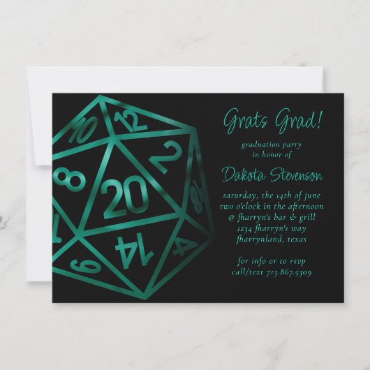 RPG Dice | Emerald Tabletop Retro Gamer Afstuderen Kaart (Voorkant)