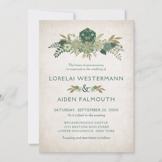 RPG Dice Gamer bruiloft uitnodiging (Voorkant)