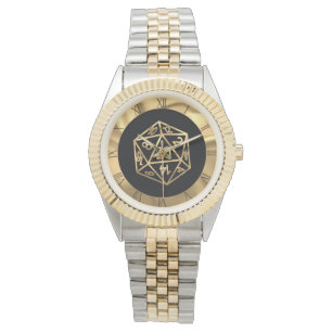 RPG Dice Gold Fantasy Retro Tafelblad PnP Gamer Horloge