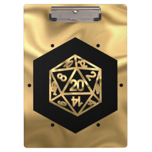 RPG Dice Gold Fantasy Retro Tafelblad PnP Gamer Klembord