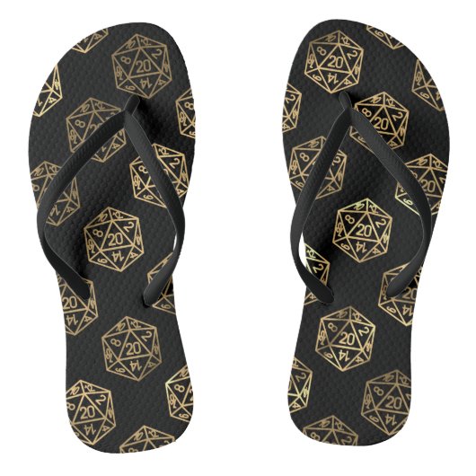 RPG Dice | Gold Fantasy Retro Tafelblad PnP Gamer Teenslippers (Voetbed)