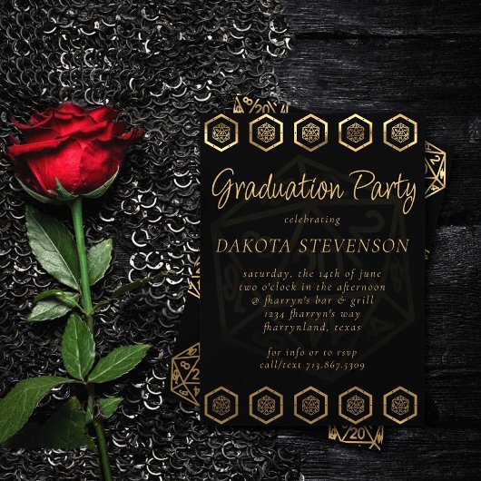 RPG Dice | Gold Fantasy Tabletop Gamer Afstuderen Kaart